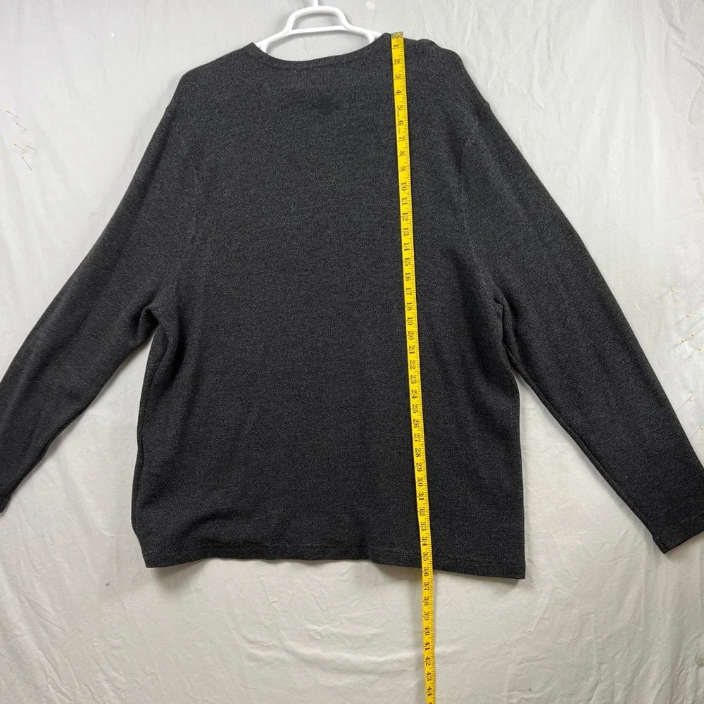 Harley-Davidson Sweater Mens 3XL Grey Knit Circle Logo Pullover Long Sleeve